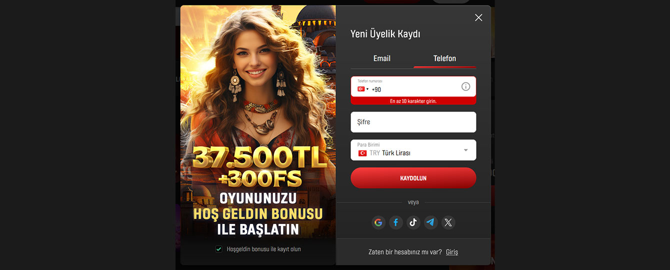 Üyelik Açma casino Türkiye.